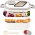 3-Layer Leak-Proof Bento Lunch Box for Adults & Kids, Portable Stackable Food Storage Container with Compartments, Spork & Sauce Cup – Microwave & Dishwasher Safe Model 9038 